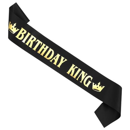 Coptiner 1 pancarta de satén para cumpleaños con letras doradas, decoración de fiesta de...