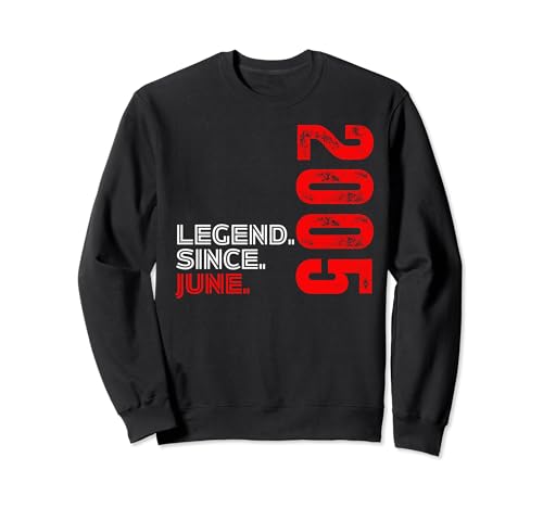 Nacido en junio de 2005 Leyenda de cumpleaños vintage desde junio de 2005 Sudadera