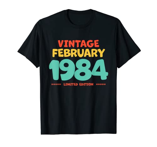 Vintage 1984 Febrero Legend Born In Febrero 1984 Cumpleaños Camiseta