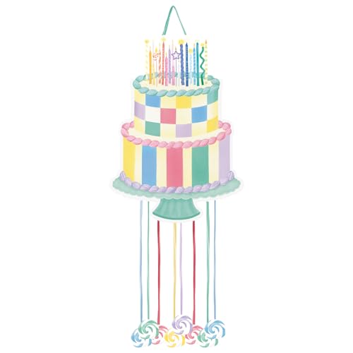 OH YEAH - Piñata de Cumpleaños Grande Tarta 39,5 x 55 cm Cumple Velas - Decoración Fiestas...