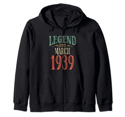 Leyenda desde marzo de 1939 Diseño de cumpleaños Sudadera con Capucha