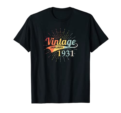 Vintage enero 1931 89 cumpleaños Camiseta