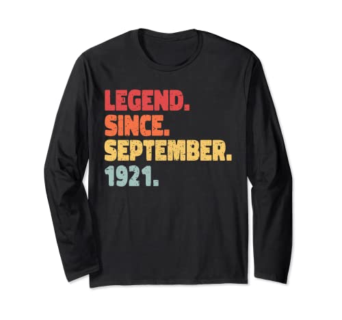 Leyenda Nacido en septiembre de 1921. Regalo de 100 años de cumpleaños Manga Larga