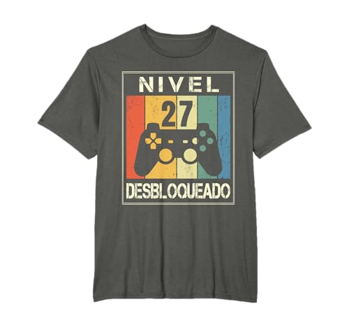 Nivel 27 Desbloqueado Gamer 27 Años 1995 Divertido Chico Camiseta