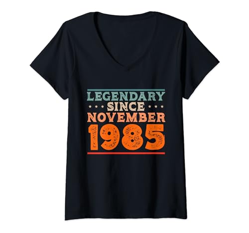 Legendario desde noviembre de 1985 retro vintage fiesta de cumpleaños Camiseta Cuello V
