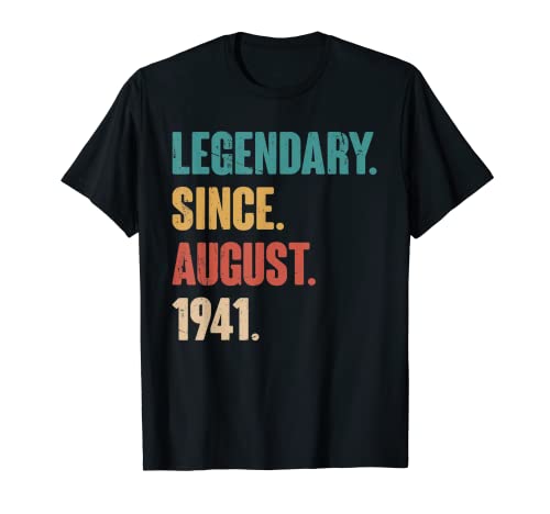82 años Vintage 1941 Cumpleaños Agosto 82 Decoración Camiseta