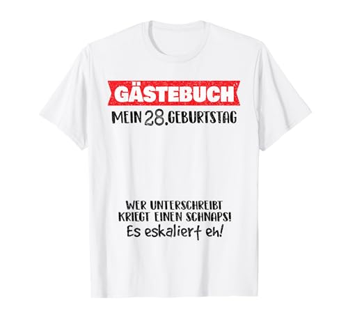 Divertido libro de visitas 28 años cumpleaños Camiseta
