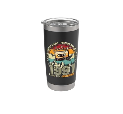 35 cumpleaños hombre mujer regalo vintage Enero 1991 Vaso térmico de acero inoxidable de doble...