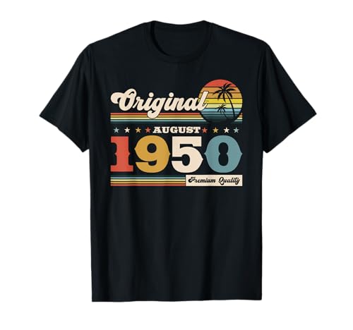 75 cumpleaños hombre mujer regalo agosto 1950 Camiseta