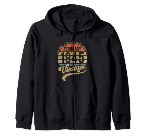 Reto 77 Cumpleaños, 77 años Nacido en febrero 1945 Sudadera con Capucha