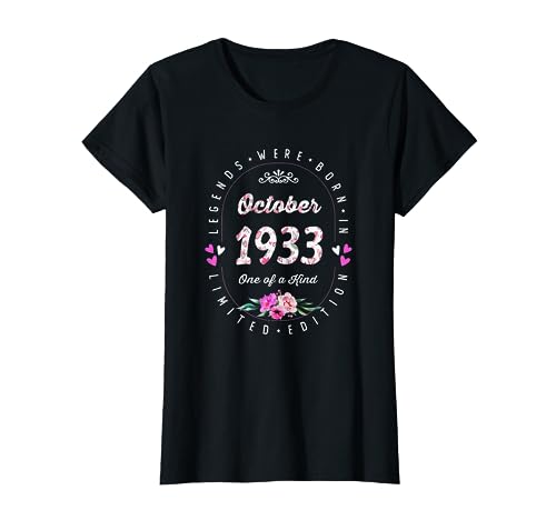 Cumpleaños Floral - Las Leyendas nacen en Octubre de 1933 Camiseta