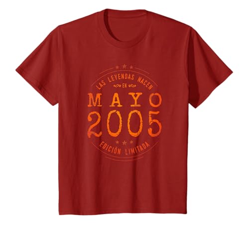 17 años Cumpleaños Las Leyendas nacen en Mayo de 2005 Camiseta