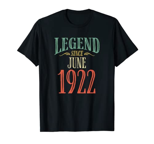 Leyenda desde junio 1922 Diseño de cumpleaños Camiseta