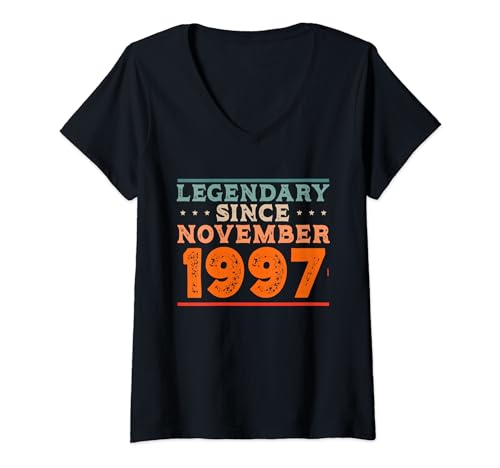 Legendario desde noviembre de 1997 retro vintage fiesta de cumpleaños Camiseta Cuello V