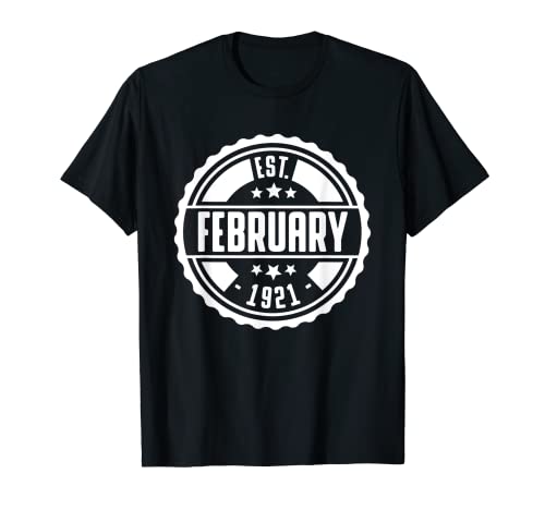 EST Febrero 1921 Feliz Cumpleaños Regalo Vintage Retro Camiseta