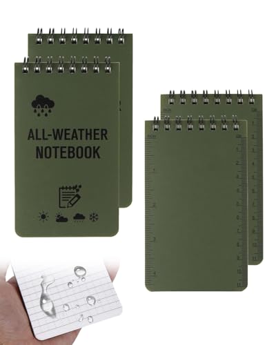 JUKOTA 4 Piezas Cuaderno Impermeable para Todo Clima, Mini Bloc Notas en Espiral, Cuaderno Táctico,...