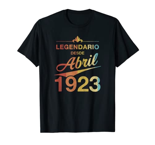 100 cumpleaños Nacido en Abril de 1923 Vintage 100 años Camiseta