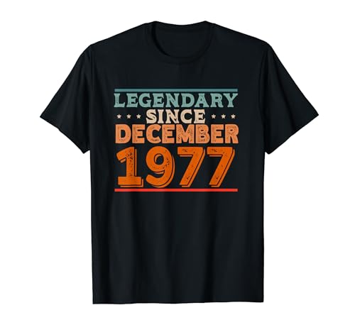 Legendario desde diciembre de 1977 Retro Vintage Fiesta de cumpleaños Camiseta