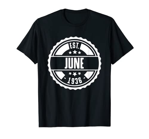 EST Junio 1936 Feliz Cumpleaños Regalo Vintage Retro Camiseta