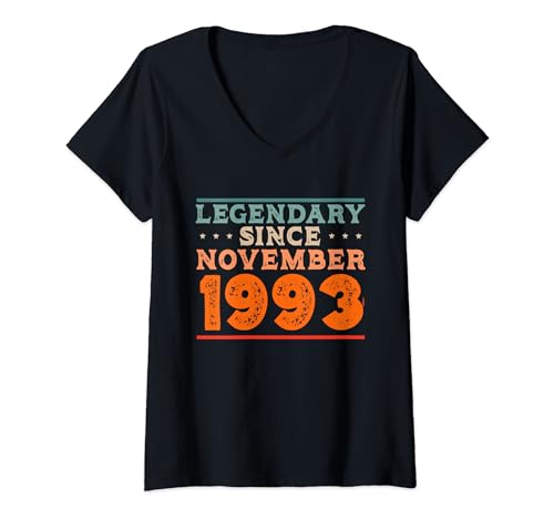 Legendario desde noviembre de 1993 retro vintage fiesta de cumpleaños Camiseta Cuello V