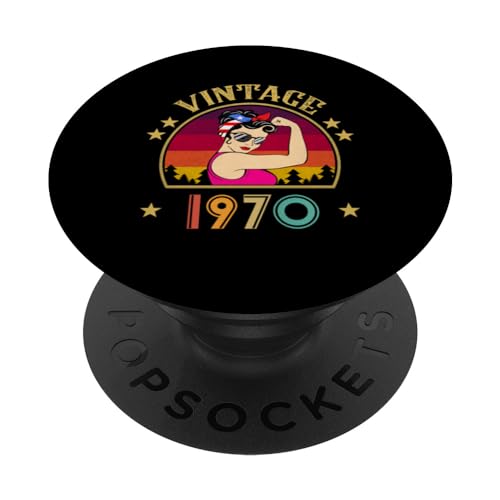 Regalo de cumpleaños número 56 para Mujer Retro Vintage 1970 PopSockets PopGrip Adhesivo
