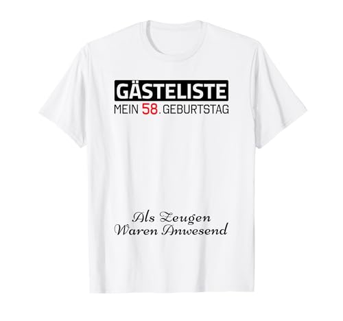 Gästeliste Mein 58. Geburtstag Libro de visitas Firma Camiseta