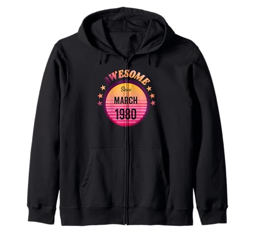 Impresionante Desde Marzo 1980 Cumpleaños 1980 Marzo Vintage Sudadera con Capucha