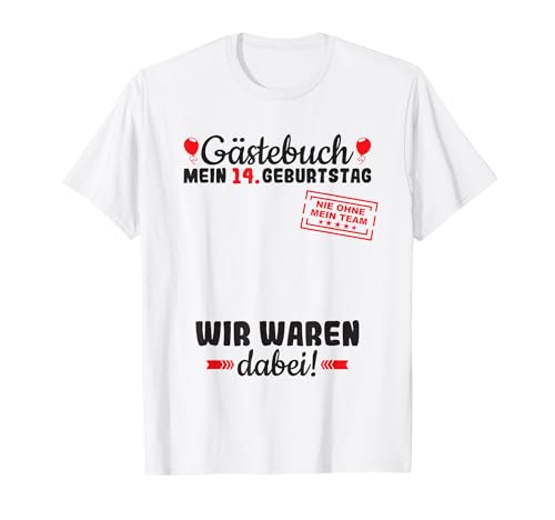 14 años Lista de invitados para niños y niñas, libro de visitas 14 cumpleaños Camiseta