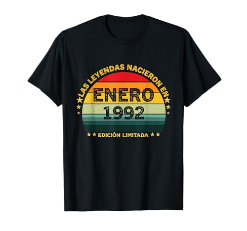 33 Años Cumpleaños Vintage Nacido En Enero 1992 Camiseta
