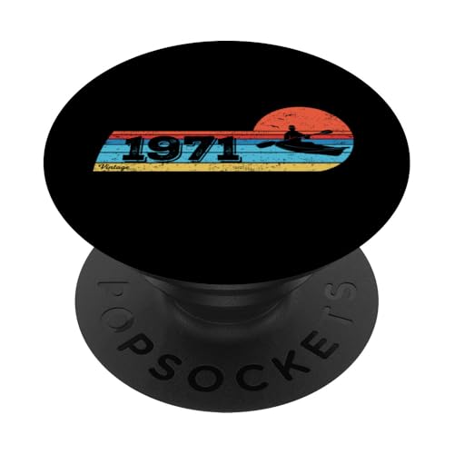 Kayaks Canoas-Rafting Vintage 1971 Cumpleaños Kayakista PopSockets PopGrip Adhesivo