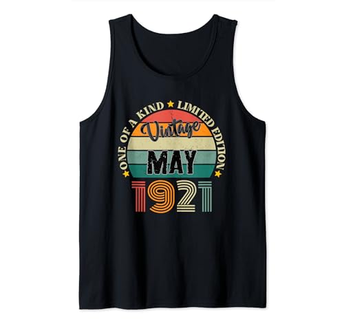 103 Años Vintage Mayo 1921 Cumpleaños 103 Retro Camiseta sin Mangas