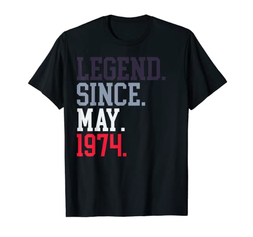 Leyenda desde mayo de 1974 Para hombres y mujeres mayo de 1974 Camiseta