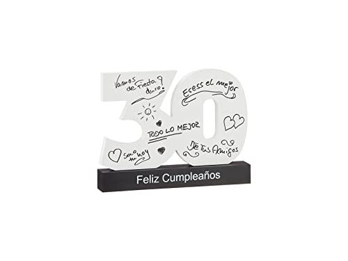 XL Libro de visitas para 30 cumpleaños español de madera Happy Birthday para escribir creativo DIY...