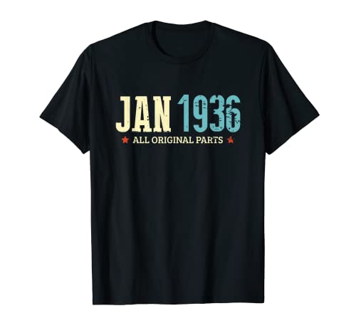 Enero de 1936 Todas las piezas originales Regalos de cumpleaños clásicos Camiseta