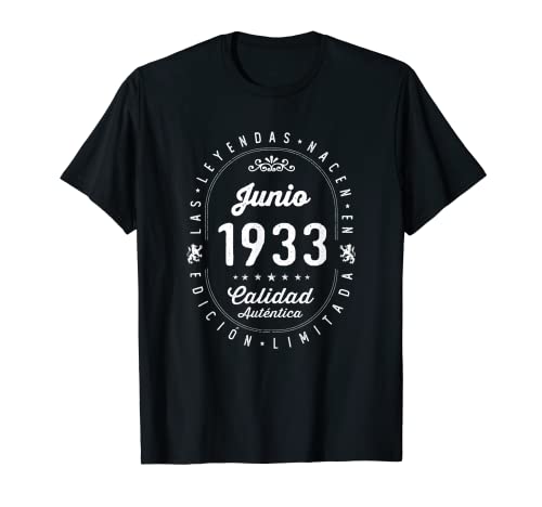 89 años Cumpleaños Las Leyendas nacen en Junio de 1933 Camiseta