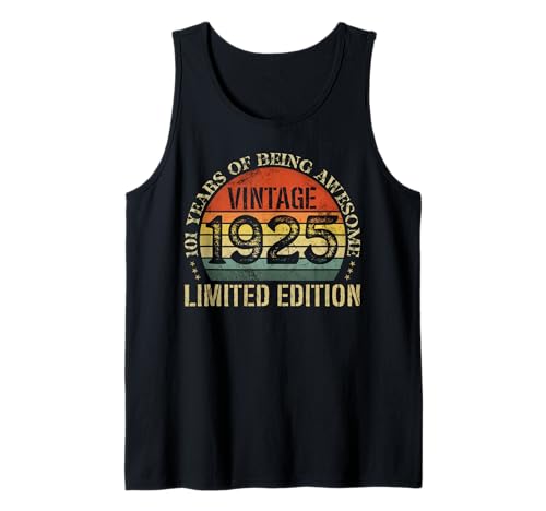 Vintage 1925 Edición Limitada 101 Cumpleaños 101 Años Camiseta sin Mangas