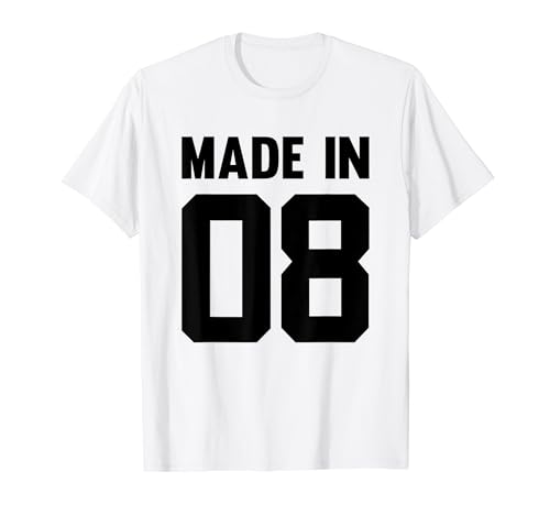 Cumpleaños Diseño Número Nacido Año 2008 Camiseta