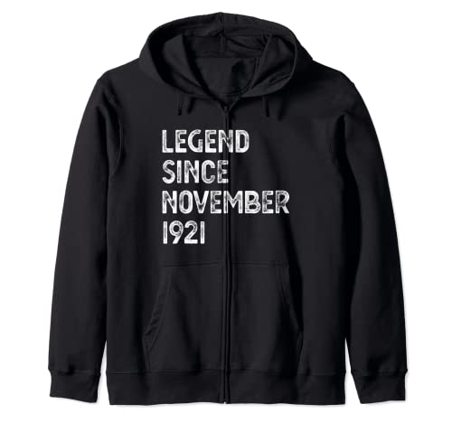 Leyenda Desde Noviembre 1921 101 Cumpleaños Hombres Mujeres Sudadera con Capucha