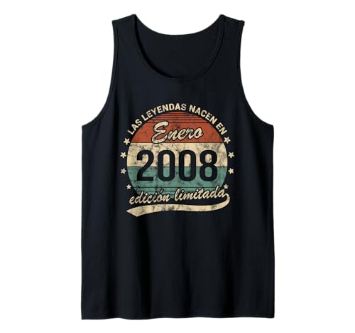 18 Años Cumpleaños Las Leyendas Nacen Enero 2008 Retro Camiseta sin Mangas