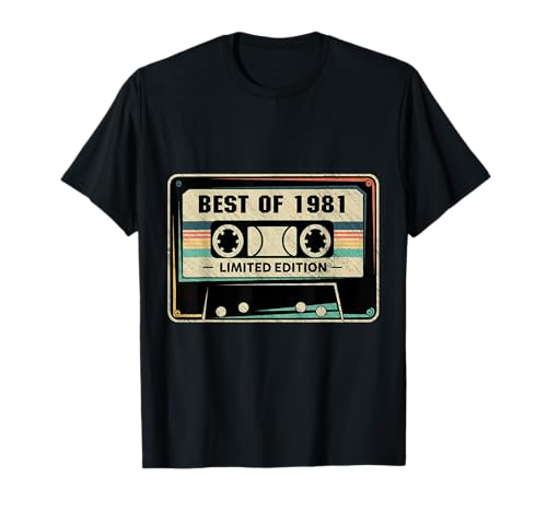 1981 Cassette Happy Birthday Camiseta de Cumpleaños para Hombre y Mujer, Unisex-Adultos, Manga...