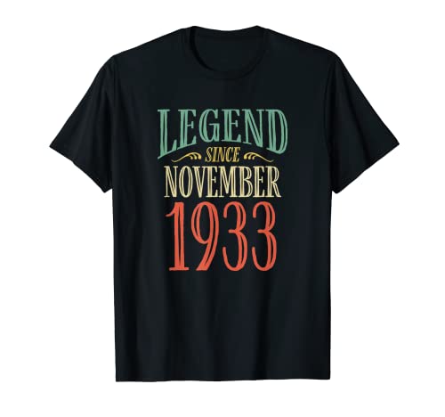 Leyenda desde noviembre de 1933 Diseño de cumpleaños Camiseta