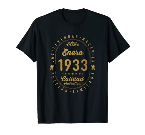 90 años Cumpleaños Las Leyendas nacen en Enero de 1933 Camiseta