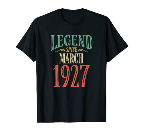 Leyenda desde marzo de 1927 Diseño de cumpleaños Camiseta