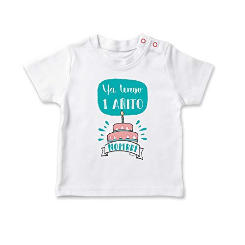 SUPERMOLON - Camiseta Bebé Ya tengo un añito Blanco 1-2 años - Camiseta Bebé Primer Cumpleaños...
