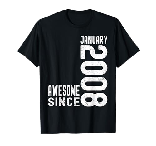 Impresionante Desde Enero 2008, Nacido En 2008 Enero Cumpleaños Camiseta