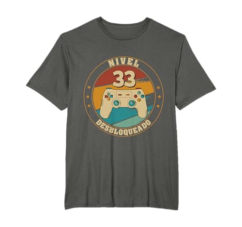 Nivel 33 Desbloqueado Gamer 33 Años 1989 Divertido Hombre Camiseta