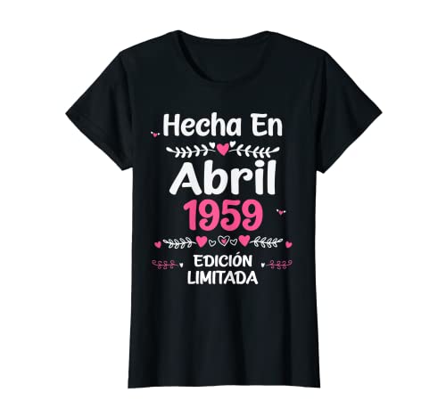 64 Años Regalo de Cumpleaños 1959 Mujer 64 Años Abril Camiseta