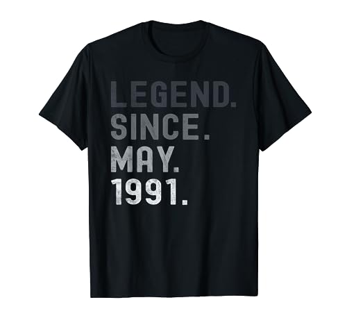 Camiseta Legend Since May 1991 para 32 años, regalos de cumpleaños número 32 Camiseta