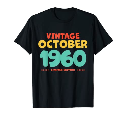 Vintage 1960 Octubre Leyenda Nacida En Octubre 1960 Cumpleaños Camiseta