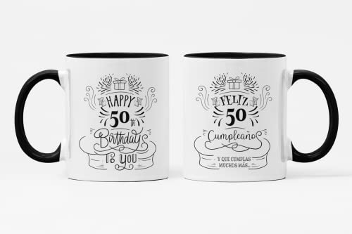 SAQUITOMAGICO Taza Cumpleaños 50 Años – Regalo Original y Divertido – Taza de Desayuno...